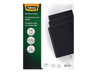 Fellowes Expressions Presentation Covers, Oversize, Black, 200/Pack (52115)