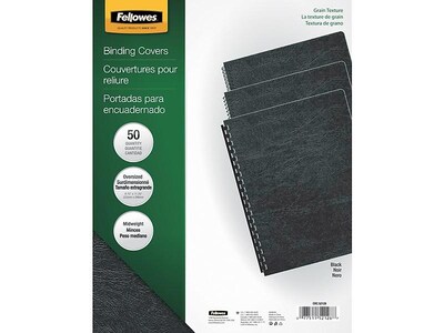 Fellowes Expressions Presentation Covers, Oversize, Black, 200/Pack (52138)