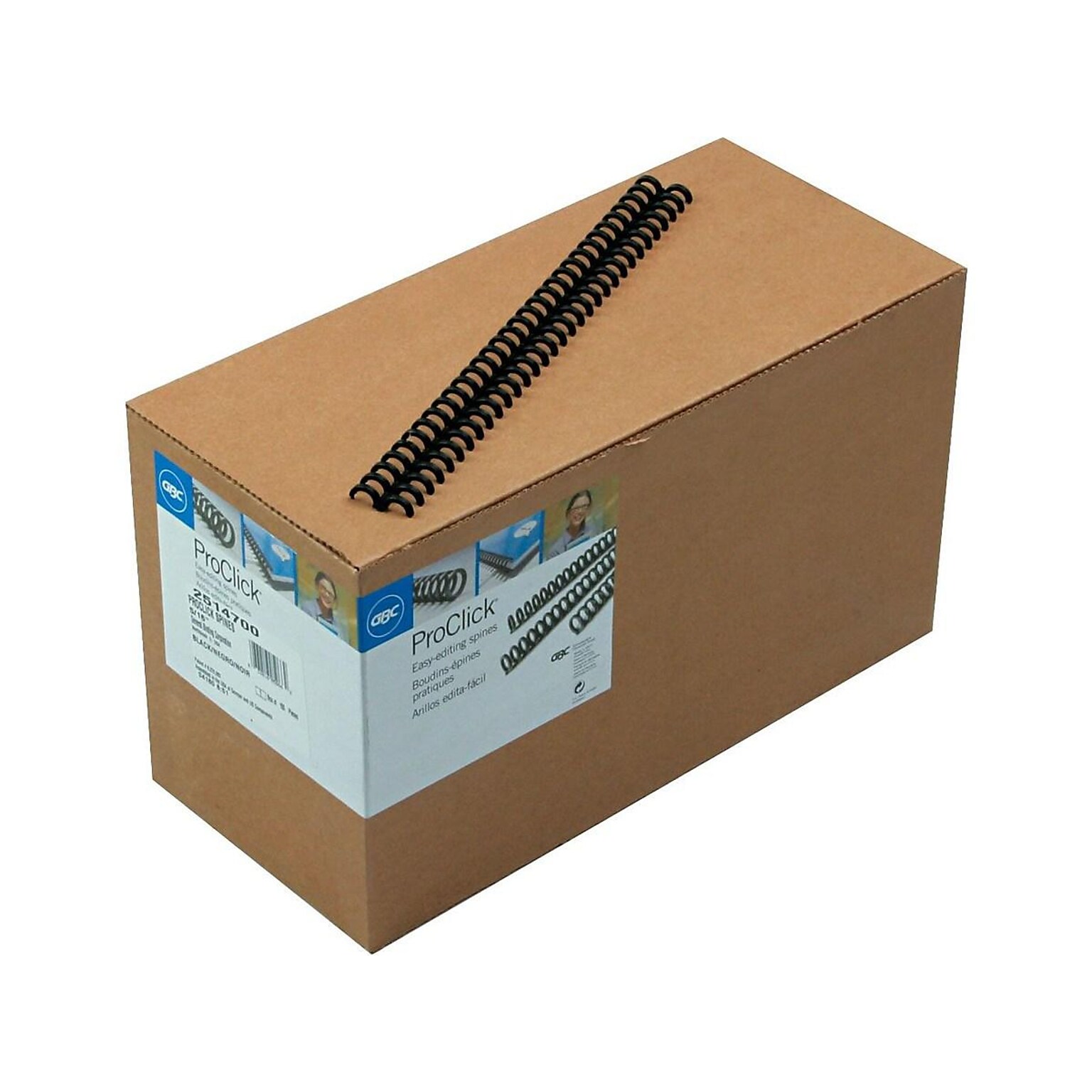 GBC ProClick 5/16 Plastic Binding Spine Comb, 45 Sheet Capacity, Black, 100/Box (2514700)