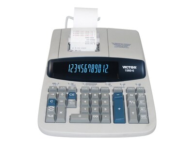 Victor 1560-6 12-Digit Desktop Calculator, Gray