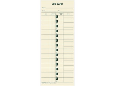 TOPS Time Cards for Time Clocks, 500/Box (1258)