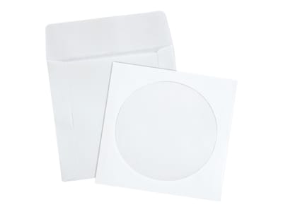 Quality Park Sleeves for CD/DVD, White Paper, 100/Box (QUA62903)