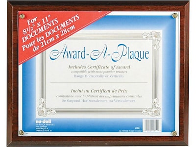 NuDell Economical MDF Certificate Frame, Walnut  (18811M)