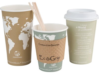 Eco-Products World Art Hot Cups, 16 Oz., Gray/White, 1000/Carton (EP-BHC16-WA)