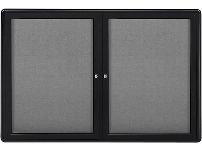 Ghent Ovation Fabric Enclosed Bulletin Board, Black Frame, 3H x 4W (OVK2-F91)