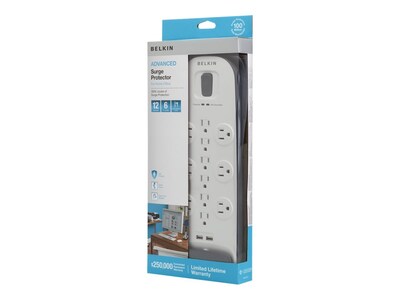 Belkin 12 Outlets Surge Protector, 6' Cord, White (BV112050-06)
