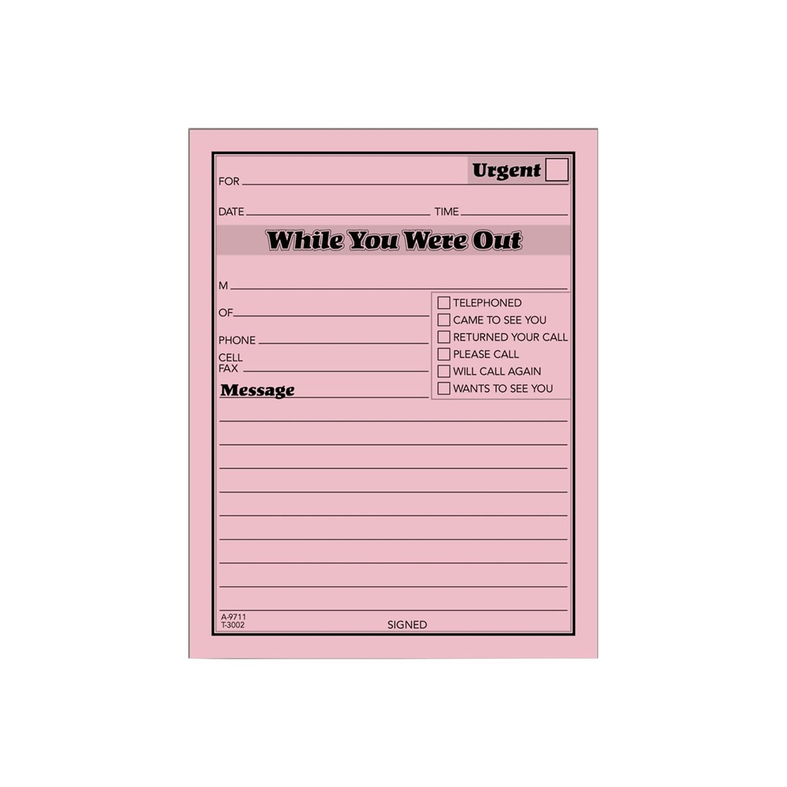 TOPS While You Were Out Message Pads, 4.25 x 5.5, Pink, 50 Sheets/Pad, 12 Pads/Pack (TOP 3002P)