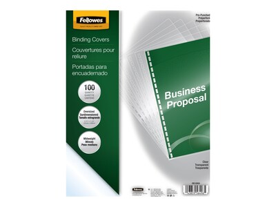 Fellowes Crystals Presentation Covers, Oversize, Clear, 100/Pack (5293401)