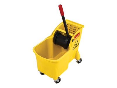 Rubbermaid Tandem Bucket & Side-Press Wringer, 31 qt. (7.75 Gal.), Yellow (FG738000YEL)