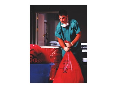 Heritage 30 Gal. Biohazard Liners, Red, 43"L x 30"W, 100/Carton (A6043ZR)