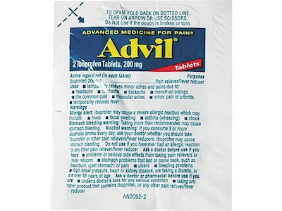 Advil 200mg Ibuprofen Pain Reliever Tablet, 2/Packet, 30 Packets/Pack (LIL58030)