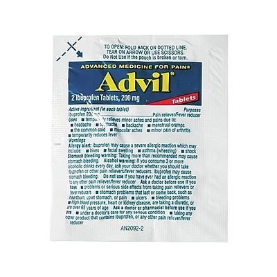 Advil 200mg Ibuprofen Pain Reliever , 2/Packet, 30 Packets/Pack (LIL58030)