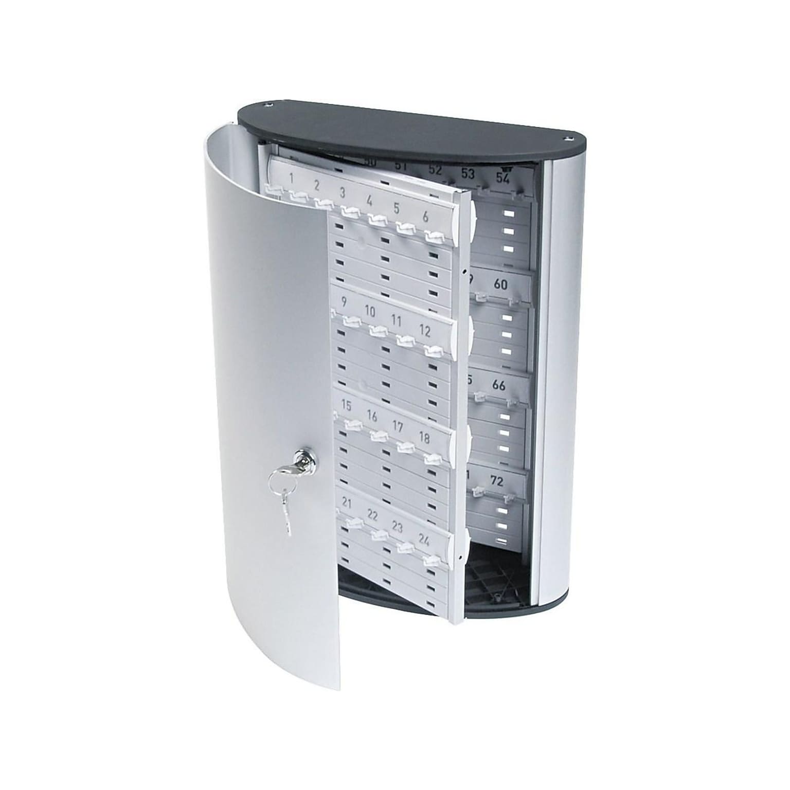 DURABLE Wall Mounted Secure Key Cabinet, 72 Key Tags, 11.75 x 4.63 x 15.75, Brushed Aluminum (195523)