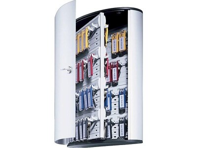 DURABLE Wall Mounted Secure Key Cabinet, 72 Key Tags, 11.75 x 4.63 x 15.75, Brushed Aluminum (195