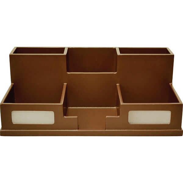 Victor Technology 6 Compartment Wood Compartment Storage with Smart Phone Holder, Mocha Brown (B9525)