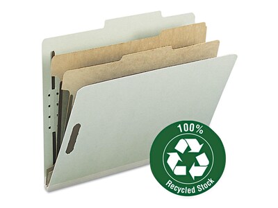 Smead 100% Recycled Paperboard Classification Folders, Letter Size, 2 Dividers, Gray/Green, 10/Box (