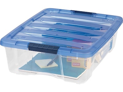 Small Plastic Storage Bins with Lids, 4 Quart Small Storage Latch Box,  Stackable