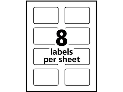 Avery Easy Peel Laser/Inkjet Specialty Labels, 2" x 3", Glossy Clear, 8/Sheet, 10 Sheets/Pack (22822)