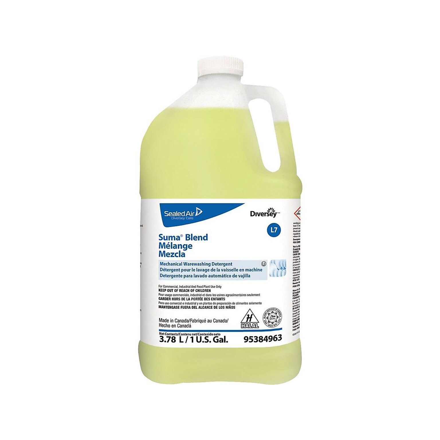Diversey Suma Blend L7 Dishwasher Detergent Liquid, 128 oz., 4/Carton (95384963)