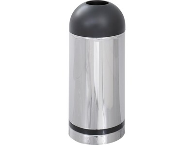 Safco Reflections Indoor Trash Can w/Lid, Chrome/Black Steel, 15 Gal. (9871)