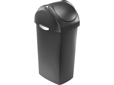 simplehuman Indoor Swing Lid Trash Can, Gray Plastic, 16 Gal. (CW1335)