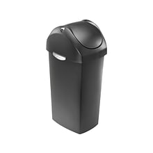 simplehuman Indoor Swing Lid Trash Can, Gray Plastic, 16 Gal. (CW1335)