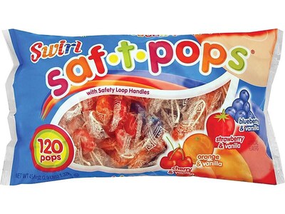 Saf-T-Pops Swirl Lollipops, Variety Flavors, 45.6 oz., 120/Box (20181)