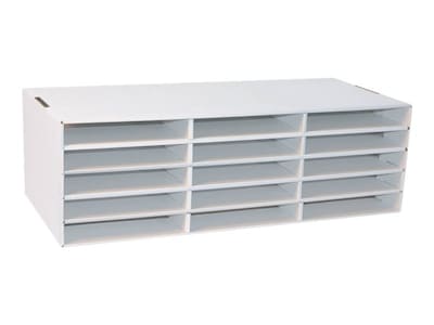 Pacon Classroom Keepers Stackable Cardboard File Organizer, 12.88 x 29.25 x 9.38, White (001310)