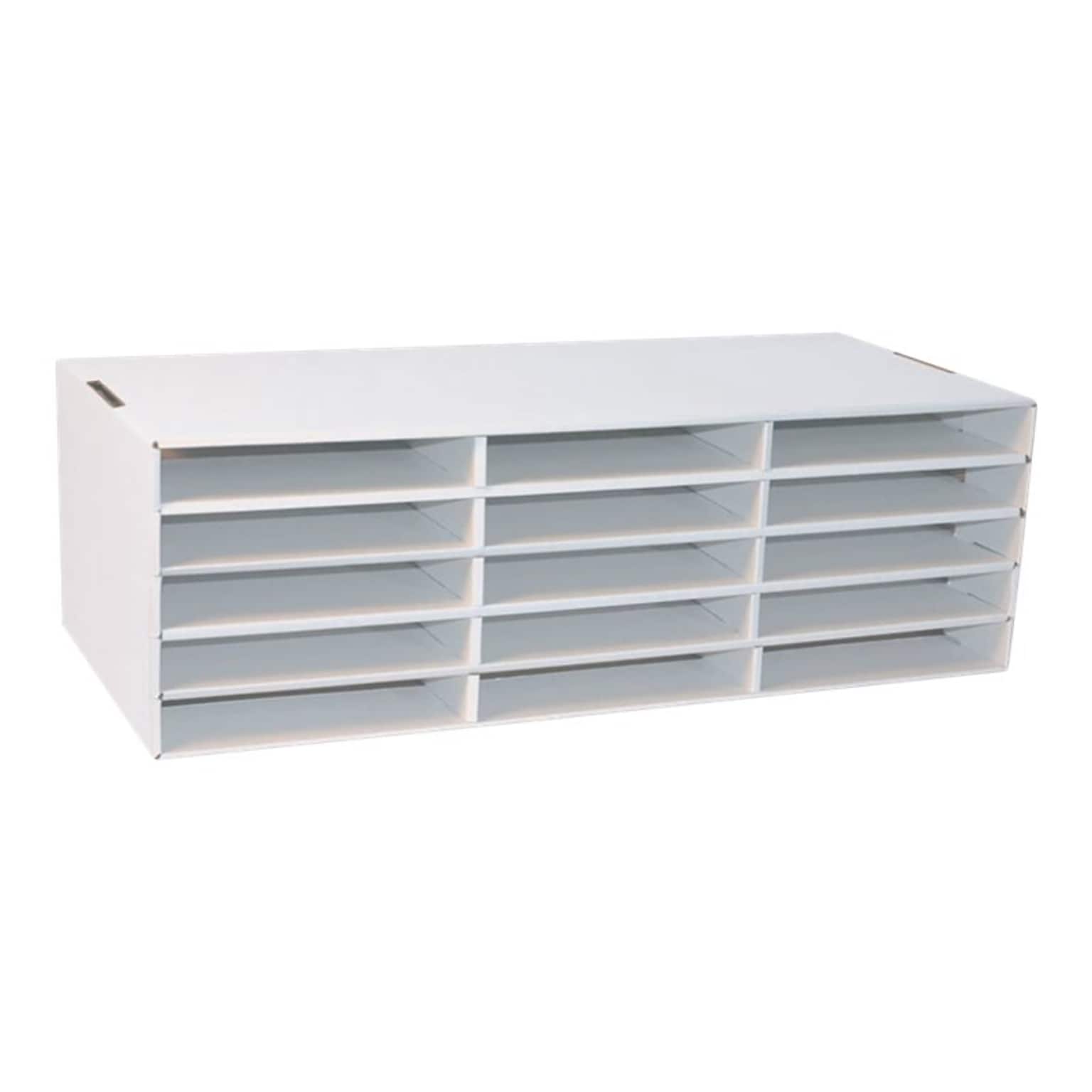 Pacon Classroom Keepers Stackable Cardboard File Organizer, 12.88 x 29.25 x 9.38, White (001310)