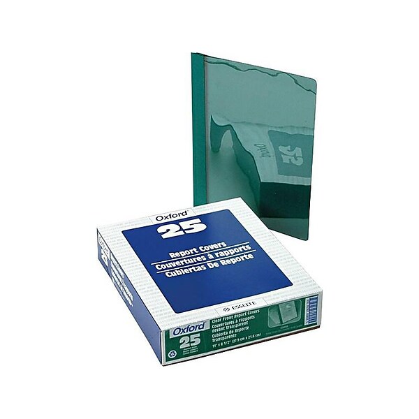 Oxford Clear Front Report Cover, Letter Size, Hunter Green, 25/Box (OXF 55856)