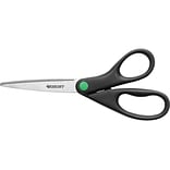 Westcott KleenEarth 8 Stainless Steel Standard Scissors, Pointed Tip, Black (41418/13039)