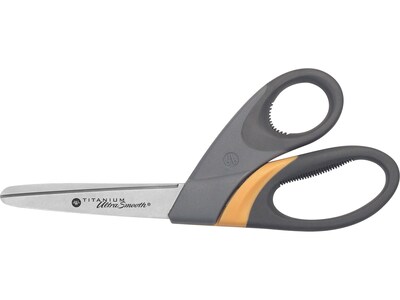 Westcott Titanium Bonded UltraSmooth 8 Titanium Multi-Purpose/Heavy Duty Scissors, Blunt Tip, Gray/Yellow (14101)