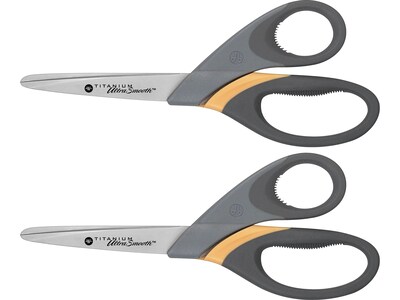 Westcott Titanium Bonded UltraSmooth 8 Heavy Duty Scissors, Blunt Tip, Gray/Yellow, 2/Pack (14107)