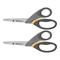 Westcott® Straight Titanium Bonded® UltraSmooth 8 Scissors, Blunt Tip, Gray/Yellow, 2/Pack (14107)