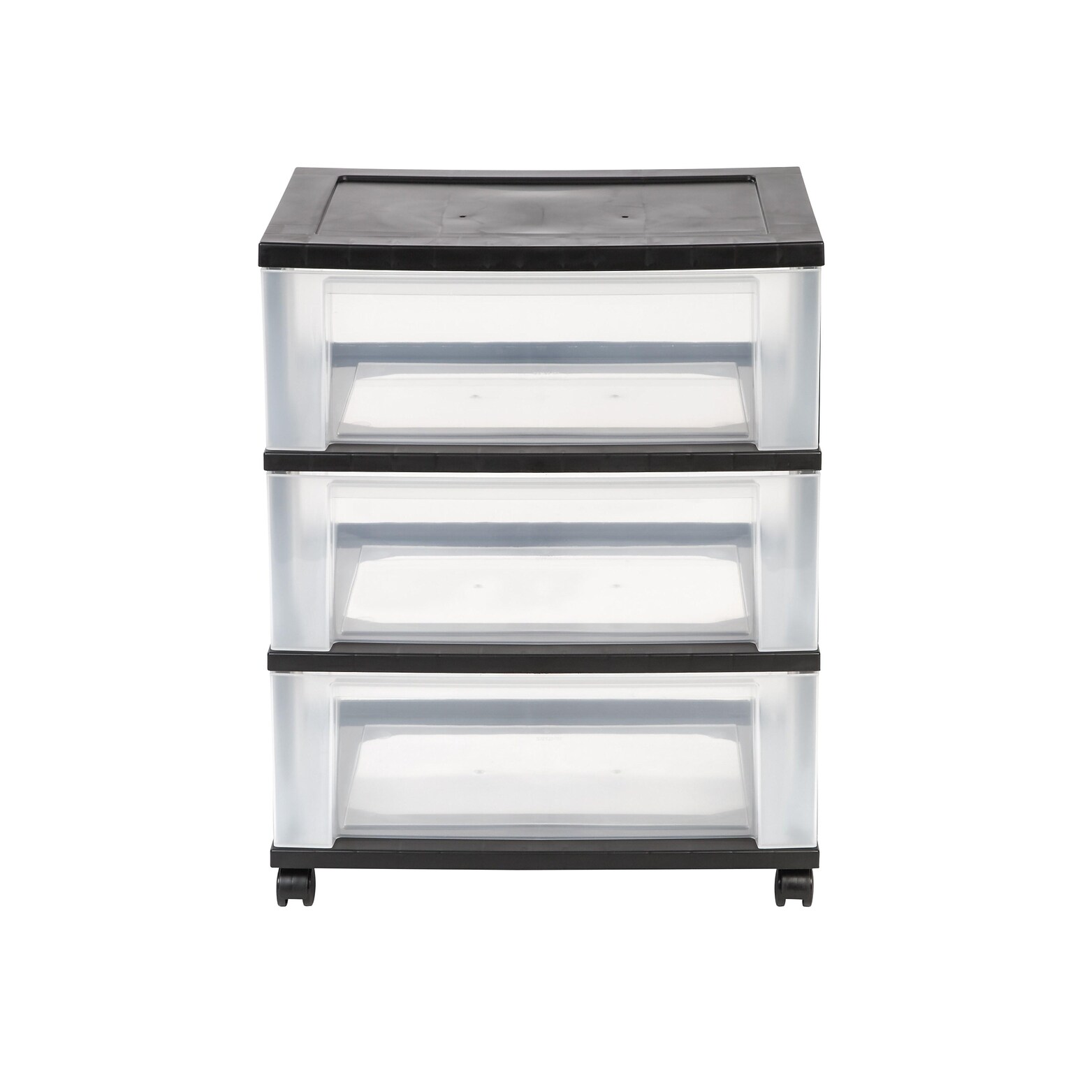 Iris 3-Drawer Durable Storage Cart, Black/Clear (53182)