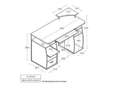 Techni Mobili 47"W Computer Desk, Espresso (RTA-8211-ES18)