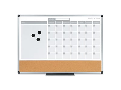 MasterVision Gold Ultra Magnetic Cork & Dry Erase Planning Board, Aluminum Frame, 2 x 1.5 (MB3507186)