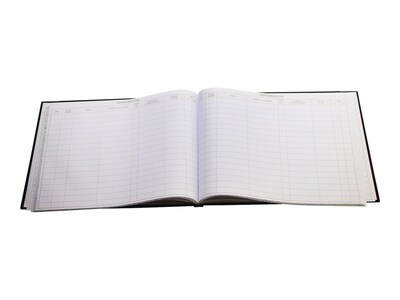 Wilson Jones Visitor Book, 10 Columns, 12.25" x 9.5", Black, 208 Sheets/Book (S491)