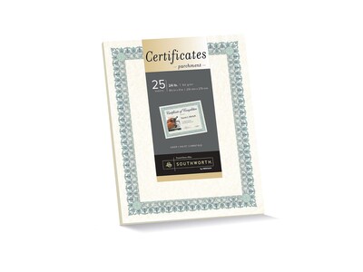 Southworth Parchment Certificates, 8.5 x 11, Ivory, 25/Pack (CT3R)