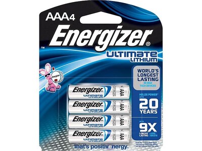 Energizer Ultimate Lithium Battery, AAA, 4 Pack (L92BP/SBP-4)
