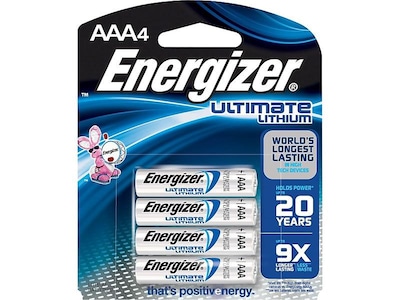 Energizer Ultimate Lithium Battery, AAA, 4 Pack (L92BP/SBP-4)