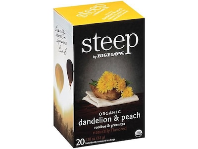 Bigelow Steep Dandelion & Peach Green & Rooibos Tea Bags, 20/Box (17715)