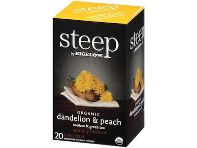 Bigelow Steep Dandelion & Peach Green & Rooibos Tea Bags, 20/Box (17715)