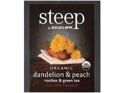 Bigelow Steep Dandelion & Peach Green & Rooibos Tea Bags, 20/Box (17715)