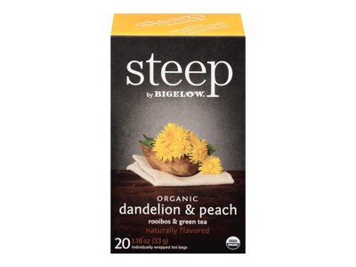 Bigelow Steep Dandelion & Peach Green & Rooibos Tea Bags, 20/Box (17715)