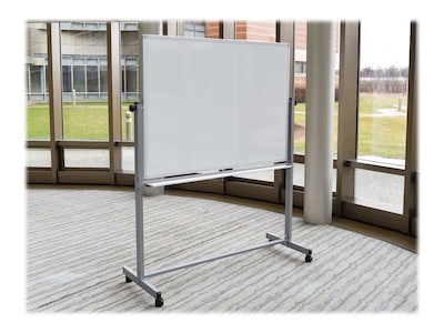 Luxor Steel Mobile Dry-Erase Whiteboard, Aluminum Frame, 4' x 3' (MB4836WW)