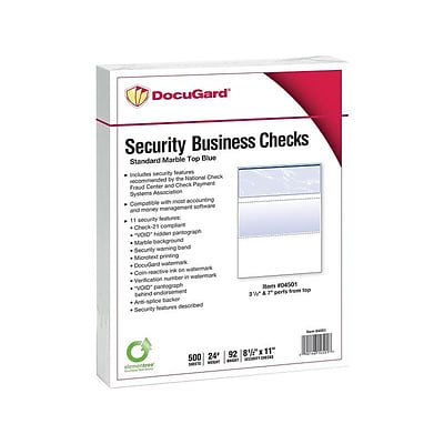 DocuGard Standard 8.5W x 11H Security Check on Top, Blue, 500/Ream, 5 Ream/Carton (04501)