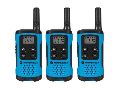 Motorola Talkabout T100TP Two-Way Radios, Neon Blue, 3/Pack