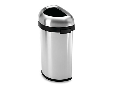 simplehuman Trash Can with Lid, 16 Gallon, Brushed Stainless Steel (CW1468)