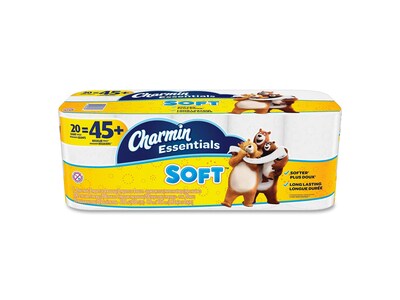 Charmin Essentials Soft 2-Ply Standard Toilet Paper, 200 Sheets/Roll, 20 Rolls/Case (96609)